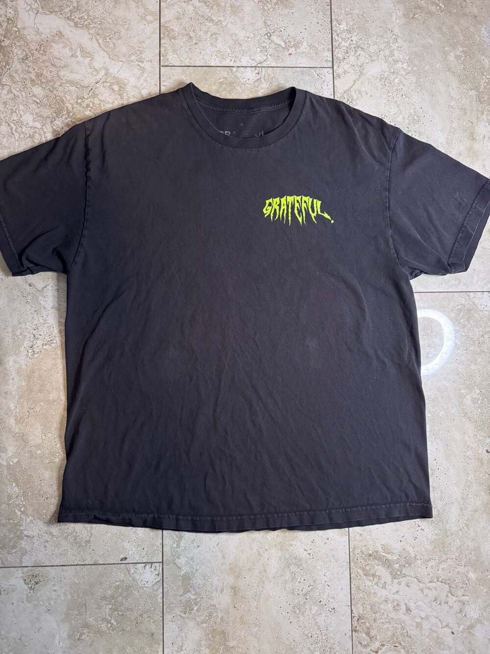 Grateful black t-shirt with lime green graphic